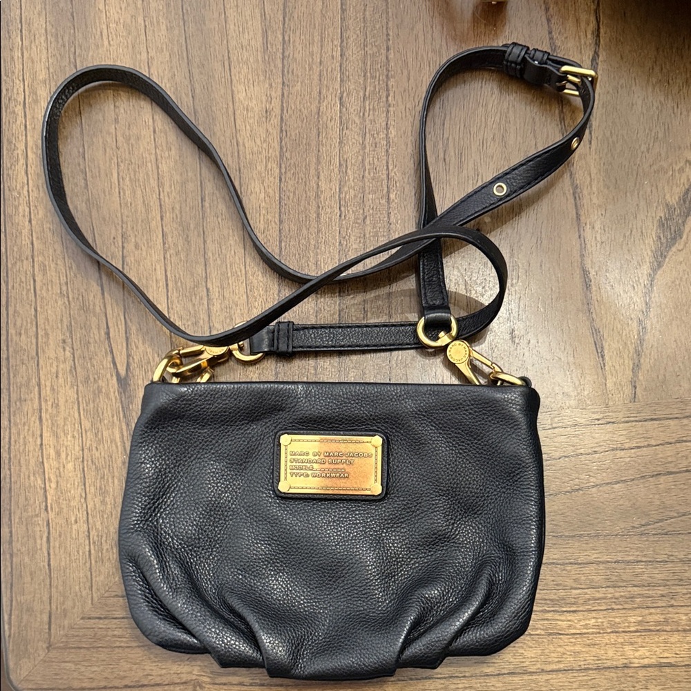 Marc By Marc Jacobs Black Crossbody Bag with Gold Accents